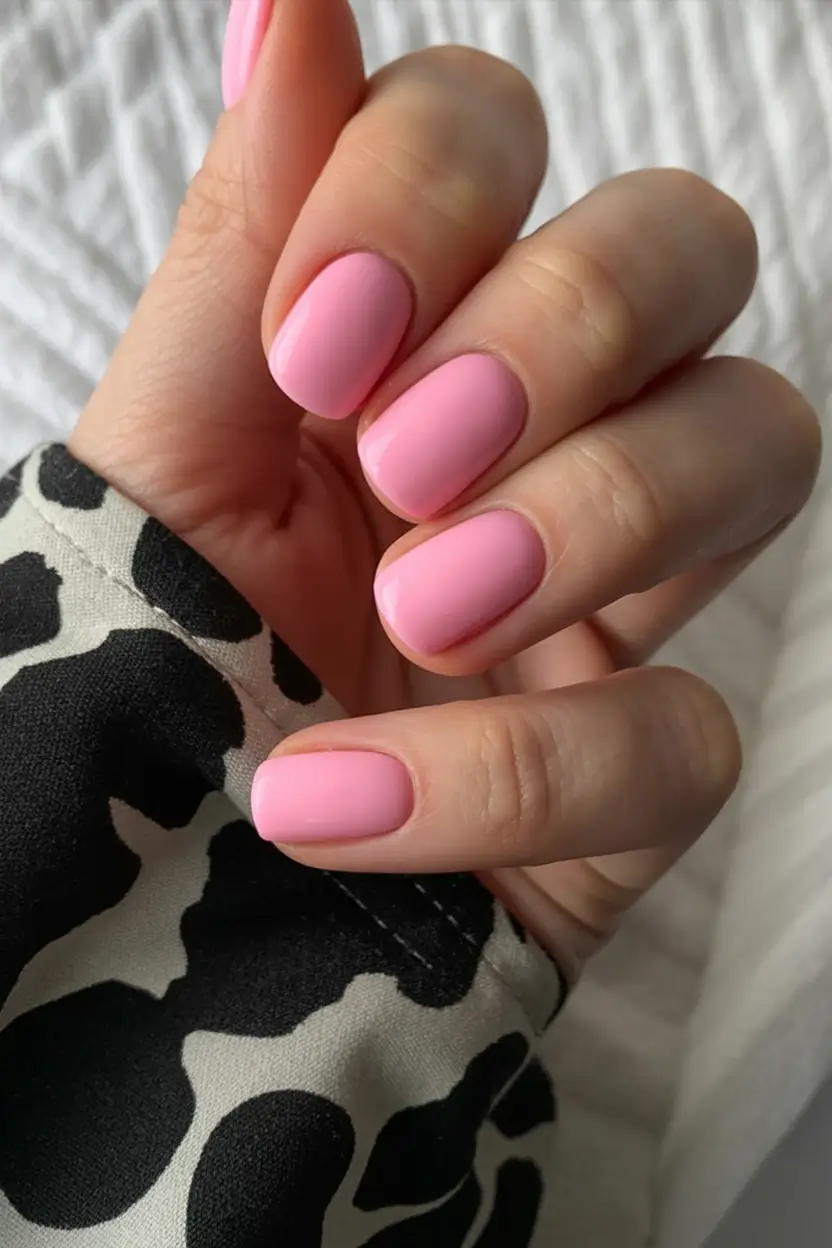 delicate spring nails pink 2026 Rounded Peony Pink Minimalism