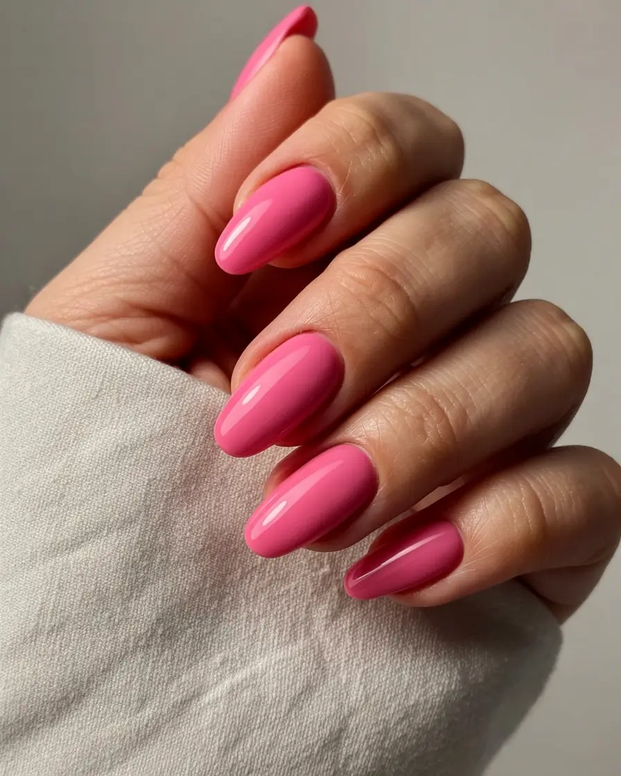 delicate spring nails pink 2026 Warm Rose-Almond Gloss