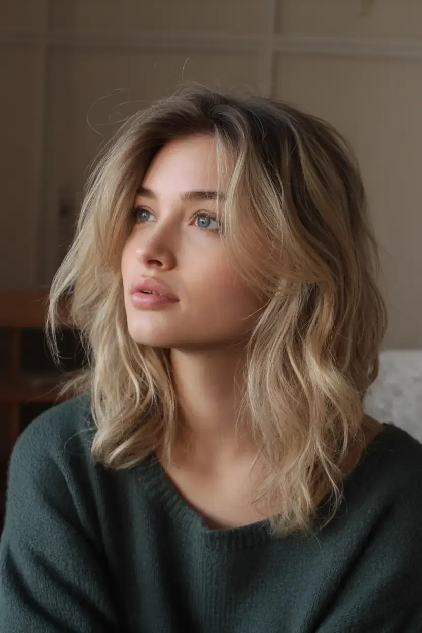 easy spring haircuts to try 2026 Windswept Medium Shag with Air-Dried Texture