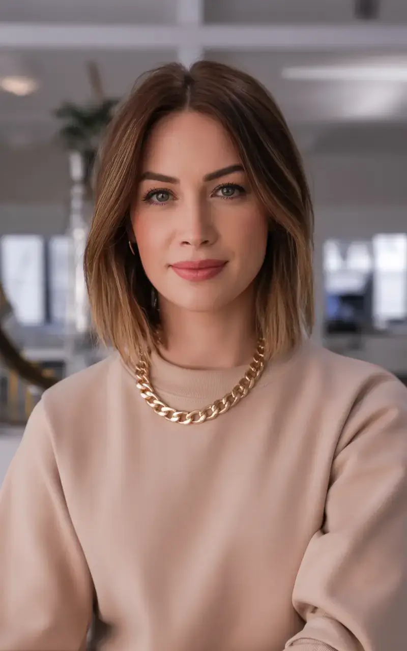 easy spring haircuts to try 2026 Subtle Brunette Bob with Chestnut Ends