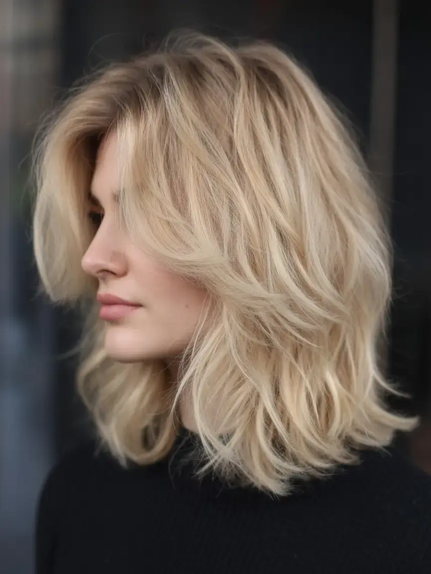 easy spring haircuts to try 2026 Feathered Layers with Creamy Blonde Texture