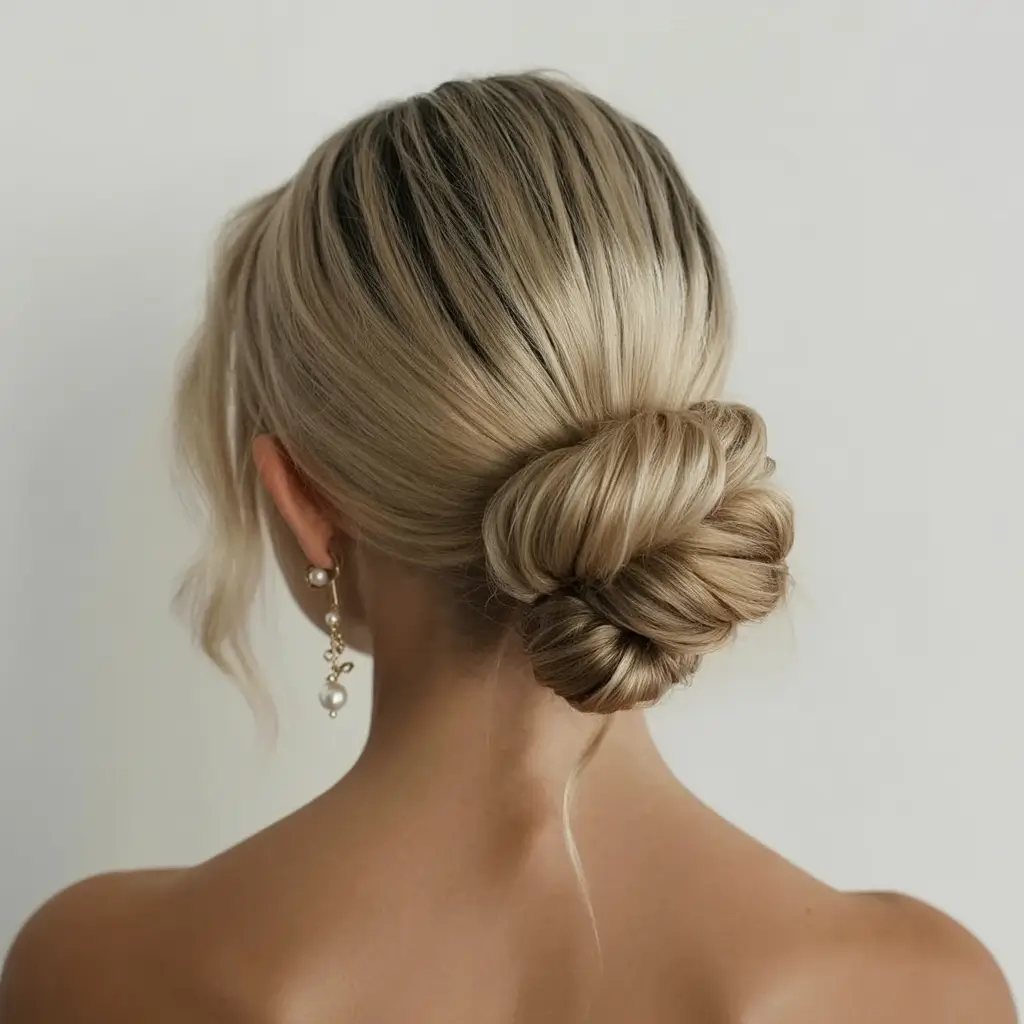 easy spring hairstyle for long hair 2026 Minimalist Low Bun With Smooth Spring Texture