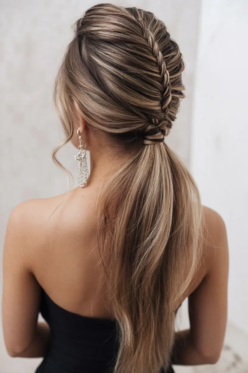 easy spring hairstyle for long hair 2026 Textured Fishtail Pony With Delicate Spring Movement