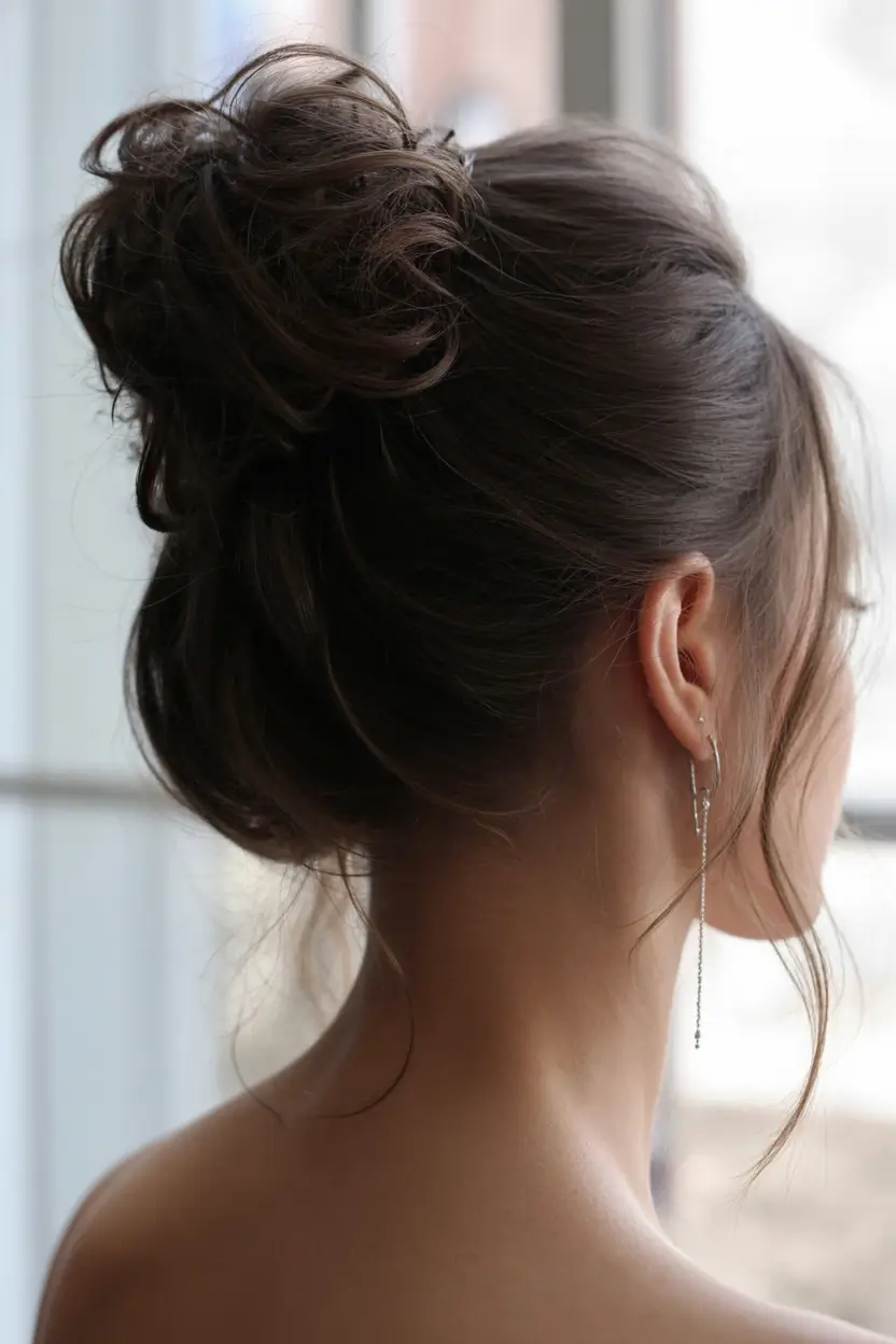 easy spring hairstyle for long hair 2026 Soft Messy Bun With Airy Spring Lightness