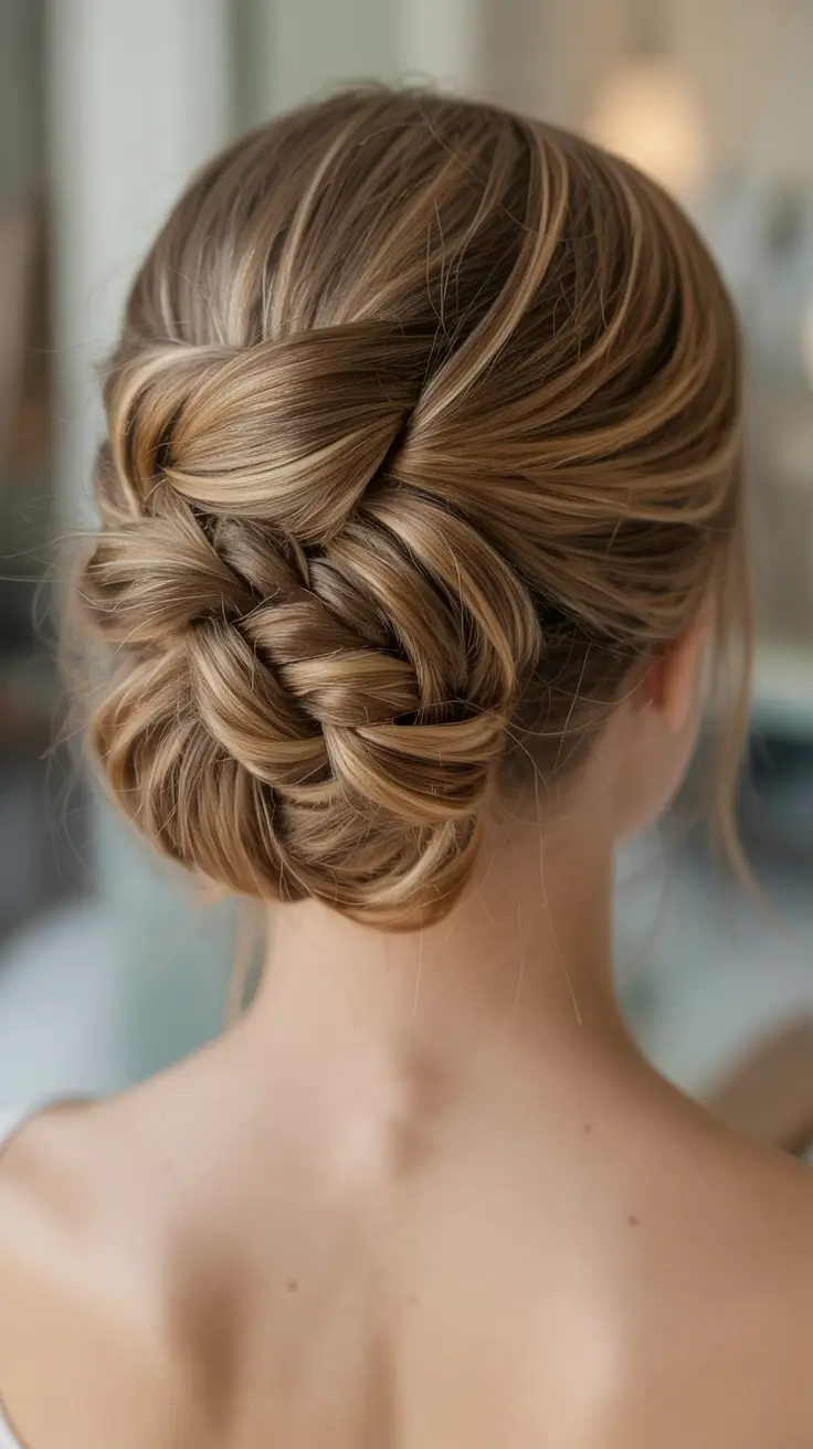 easy spring hairstyle for long hair 2026 Elegant Twisted Updo With Polished Texture