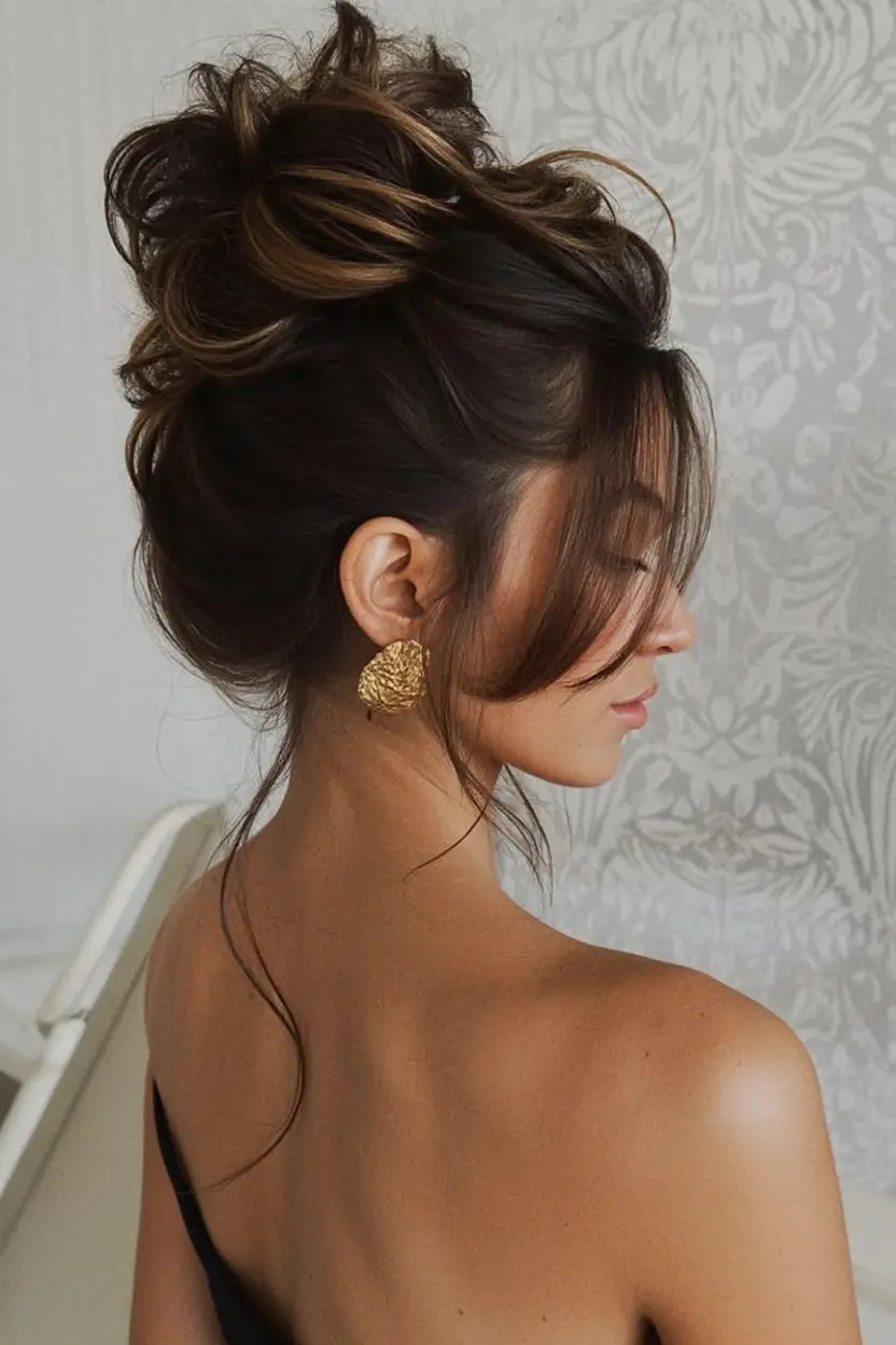 easy spring hairstyle for long hair 2026 Textured Spring Updo With Soft Face-Framing Layers