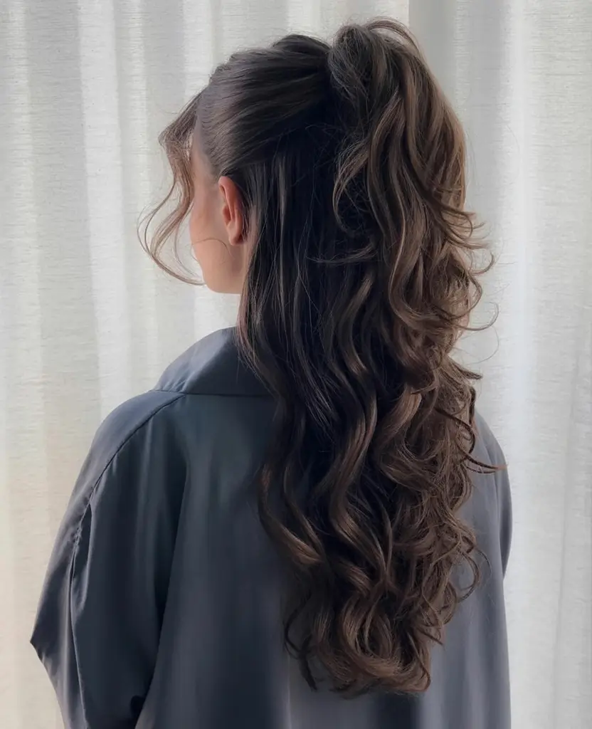 easy spring hairstyle for long hair 2026 Soft Volume Ponytail With Gentle Spring Movement