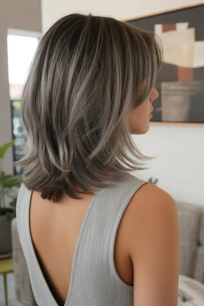 favorite spring haircuts for women over 60 2026 Smoky Layered Midi With Soft Movement