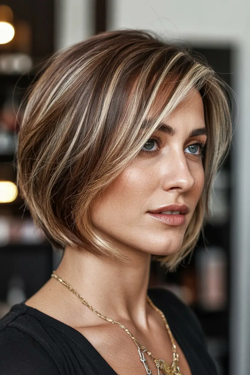 favorite spring haircuts for women over 60 2026 Warm Dimensional Chestnut Bob