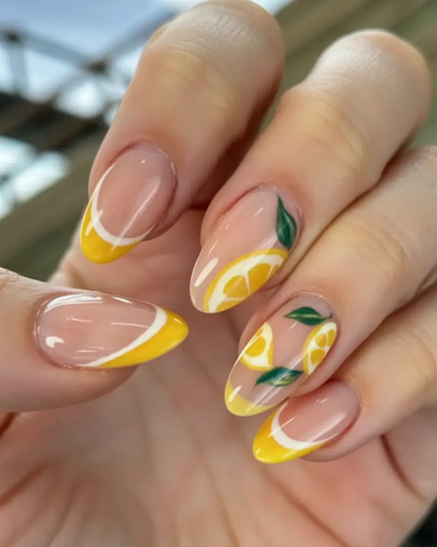 fresh spring nail art for 2026 Citrus Garden French Tips