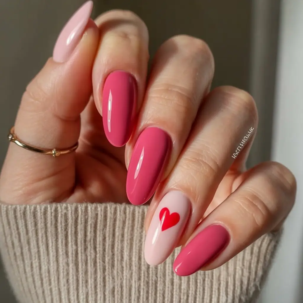 fresh spring nail art for 2026 Berry-Pink Hearts on Blush