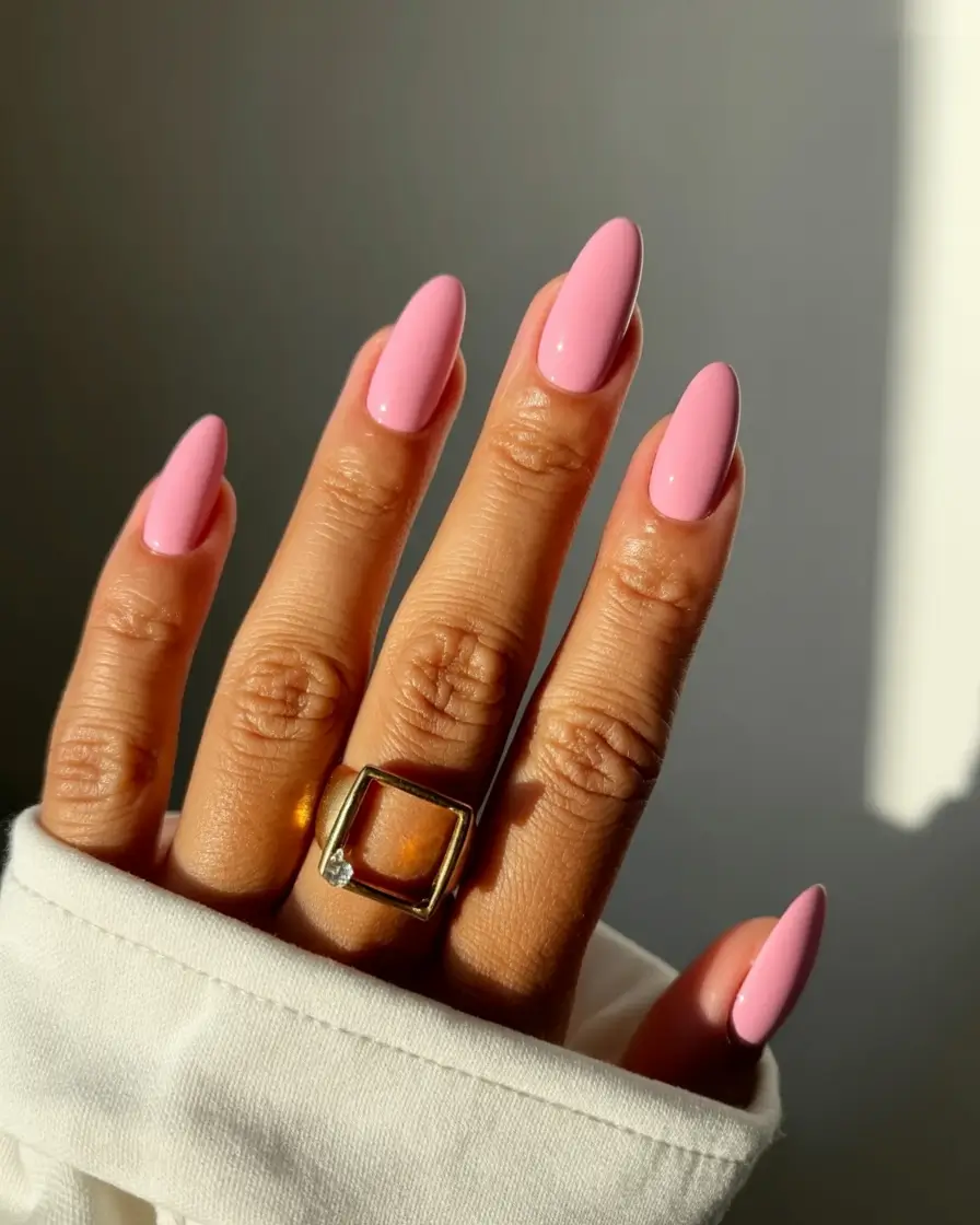 fresh spring nail colors 2026 Classic Rosy Almond Glow