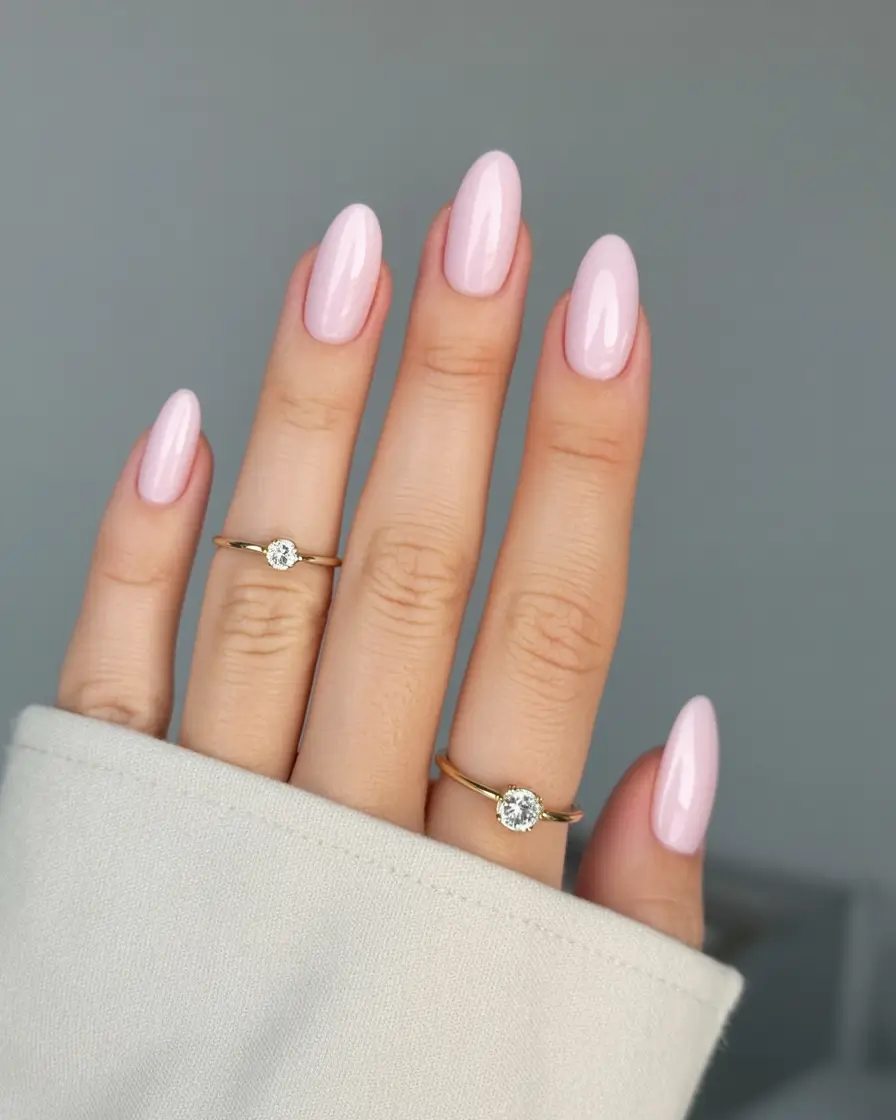 fresh spring nail colors 2026 Milky Blush High Shine