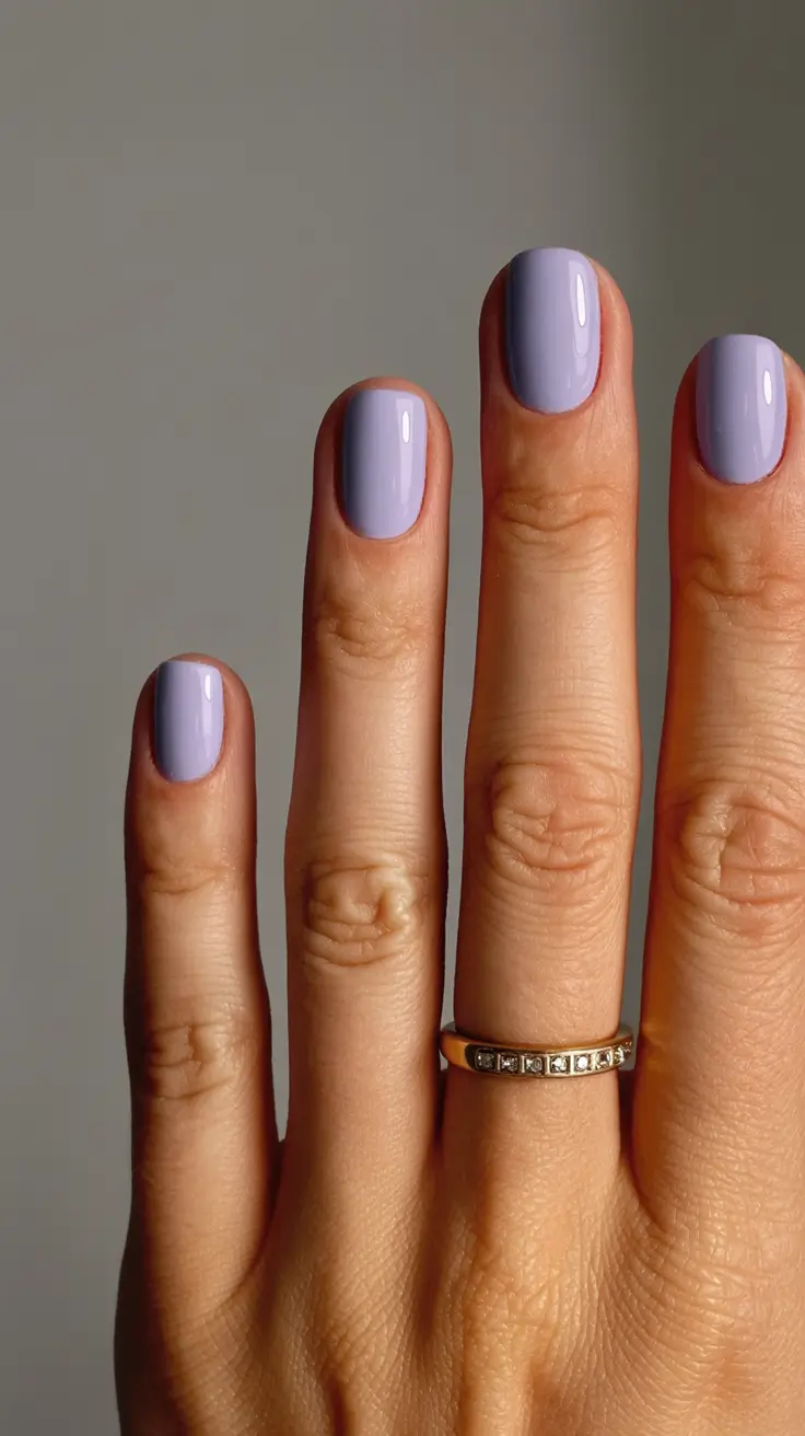 fresh spring nail colors 2026 Cool Toned Lilac Gloss