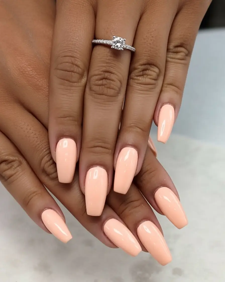 fresh spring nail colors 2026 Peach Sorbet Coffin