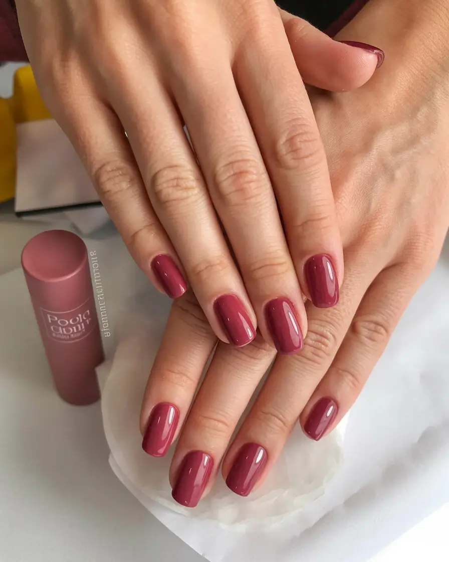 fresh spring nail colors 2026 Berry Rose Short Gloss