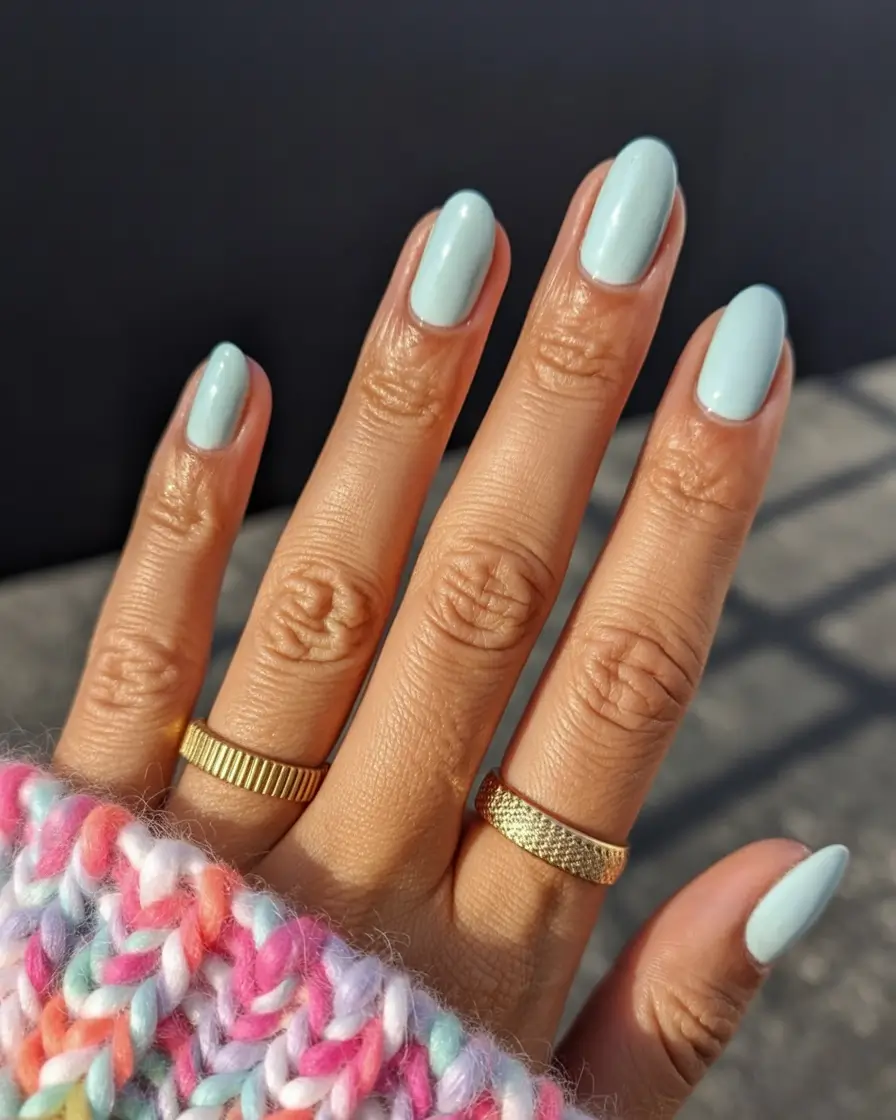 fresh spring nail colors 2026 Powder Blue Minimalism Clean and Contemporary