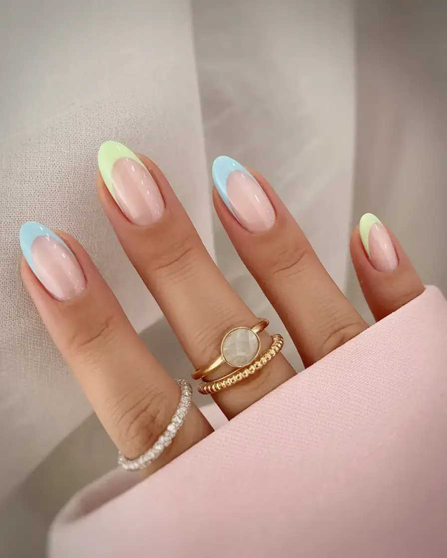 fun spring break nails 2026+Neon Sorbet French