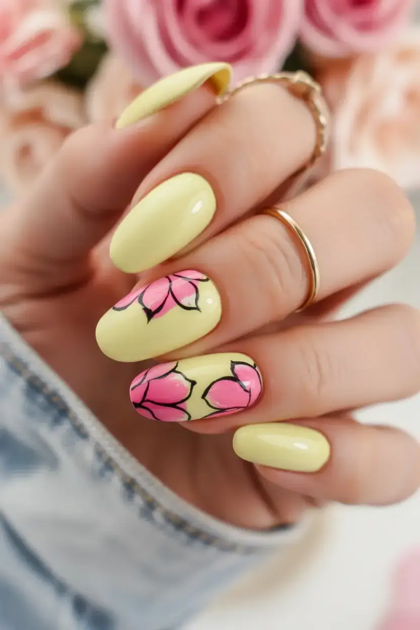 fun spring break nails 2026+Petal Pop Art