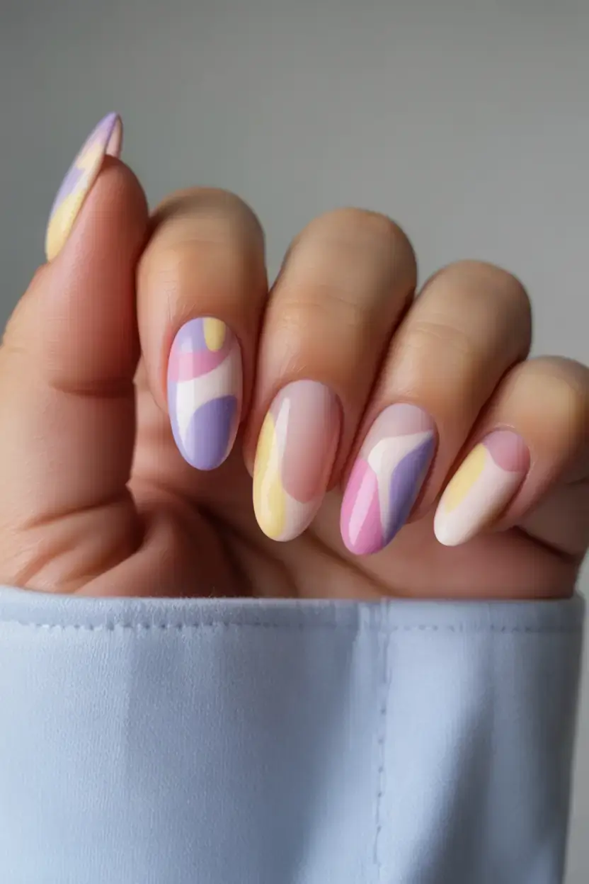 fun spring break nails 2026+Pastel Psychedelia