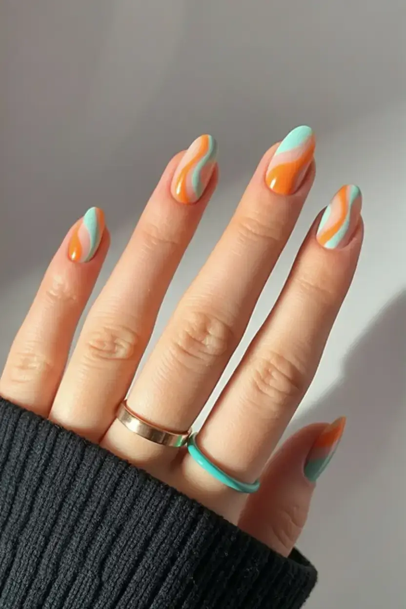 fun spring break nails 2026+Tangerine Twist