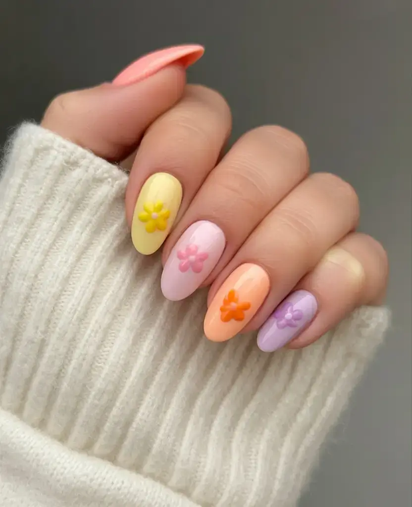 fun spring break nails 2026+Pastel Jelly Petals