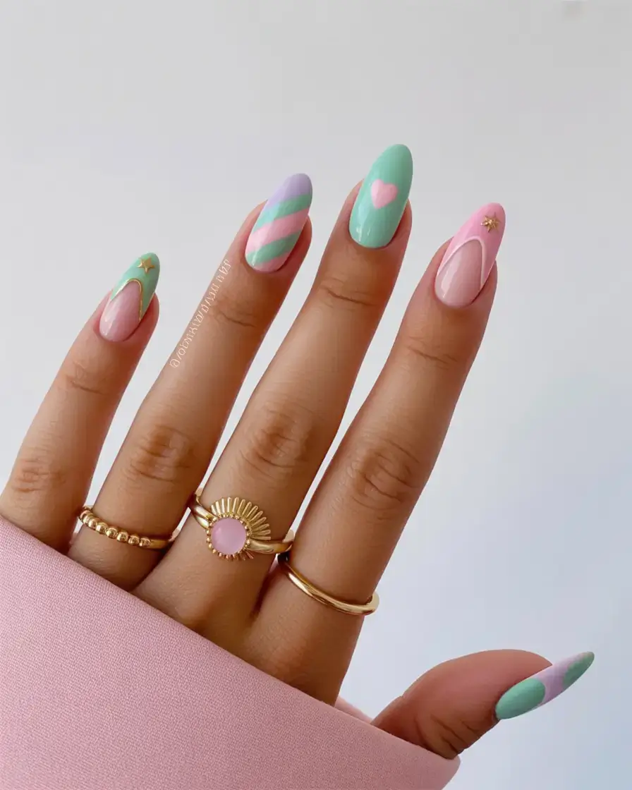 fun spring break nails 2026+Pastel Pop Parade