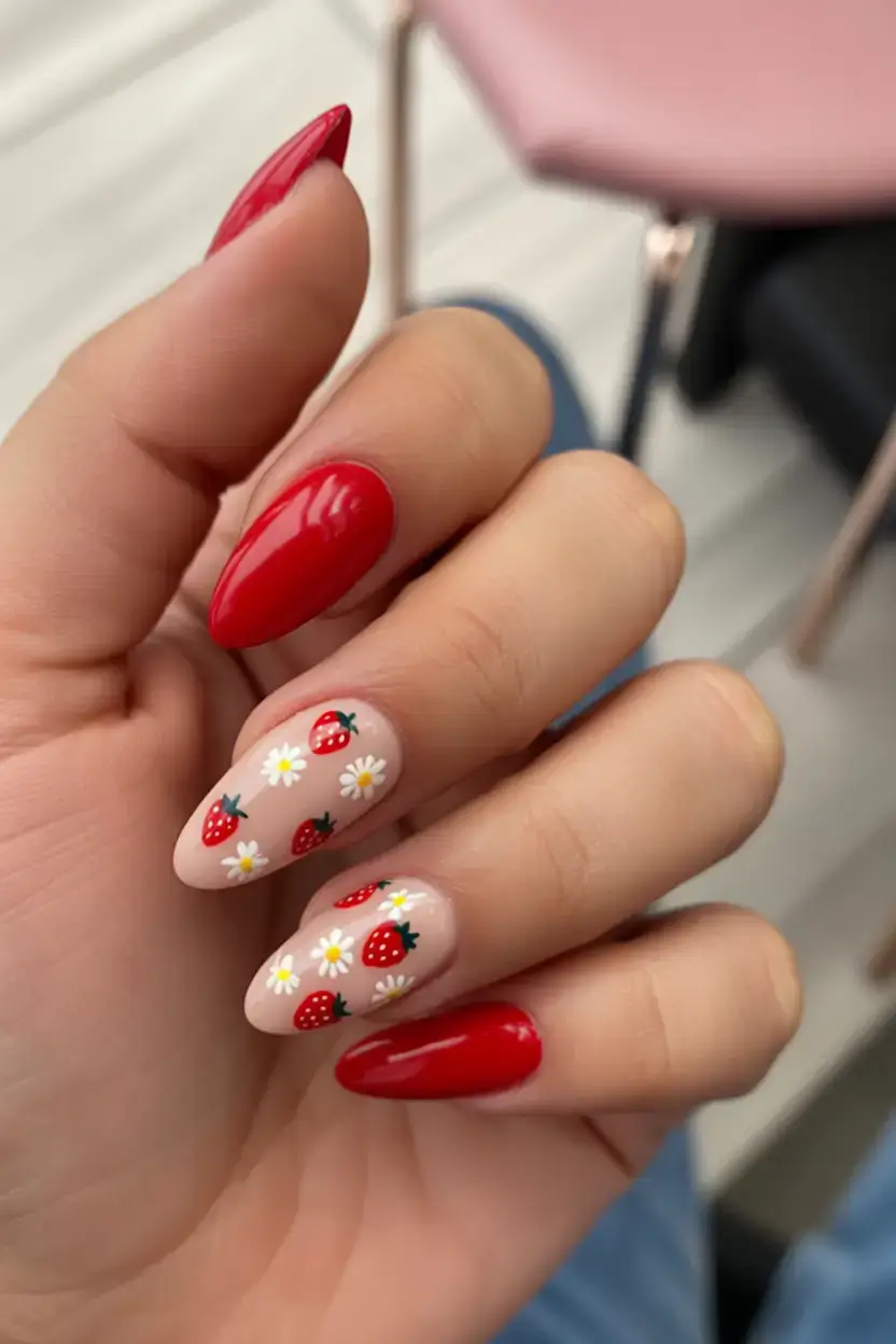 fun spring break nails 2026+Berry Bold