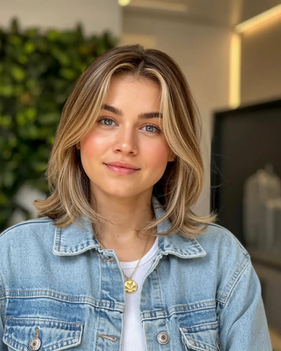 lovely spring haircuts for chubby faces 2026+Face-Framing Butterfly Bob