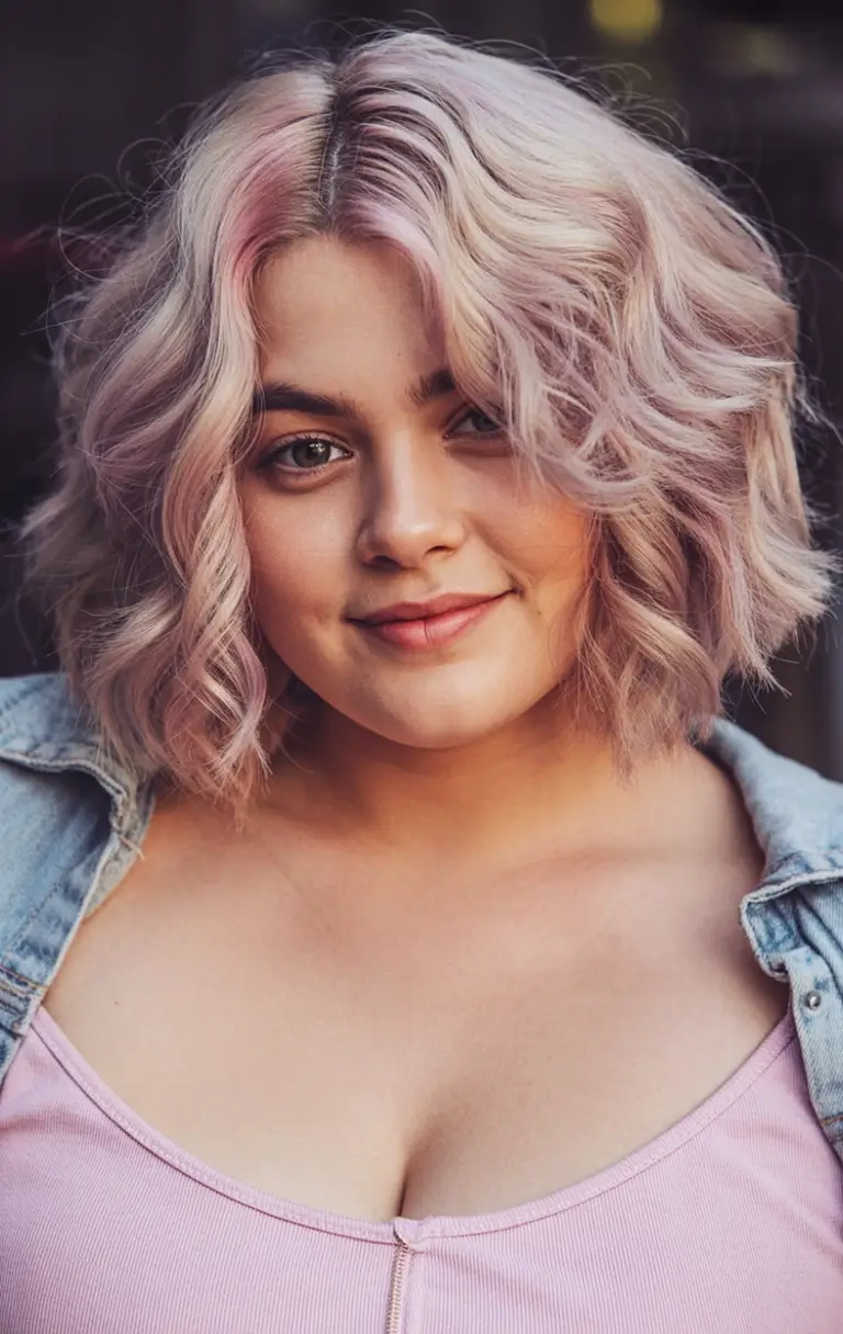 lovely spring haircuts for chubby faces 2026+Playful Pastel Bob with Soft Structure