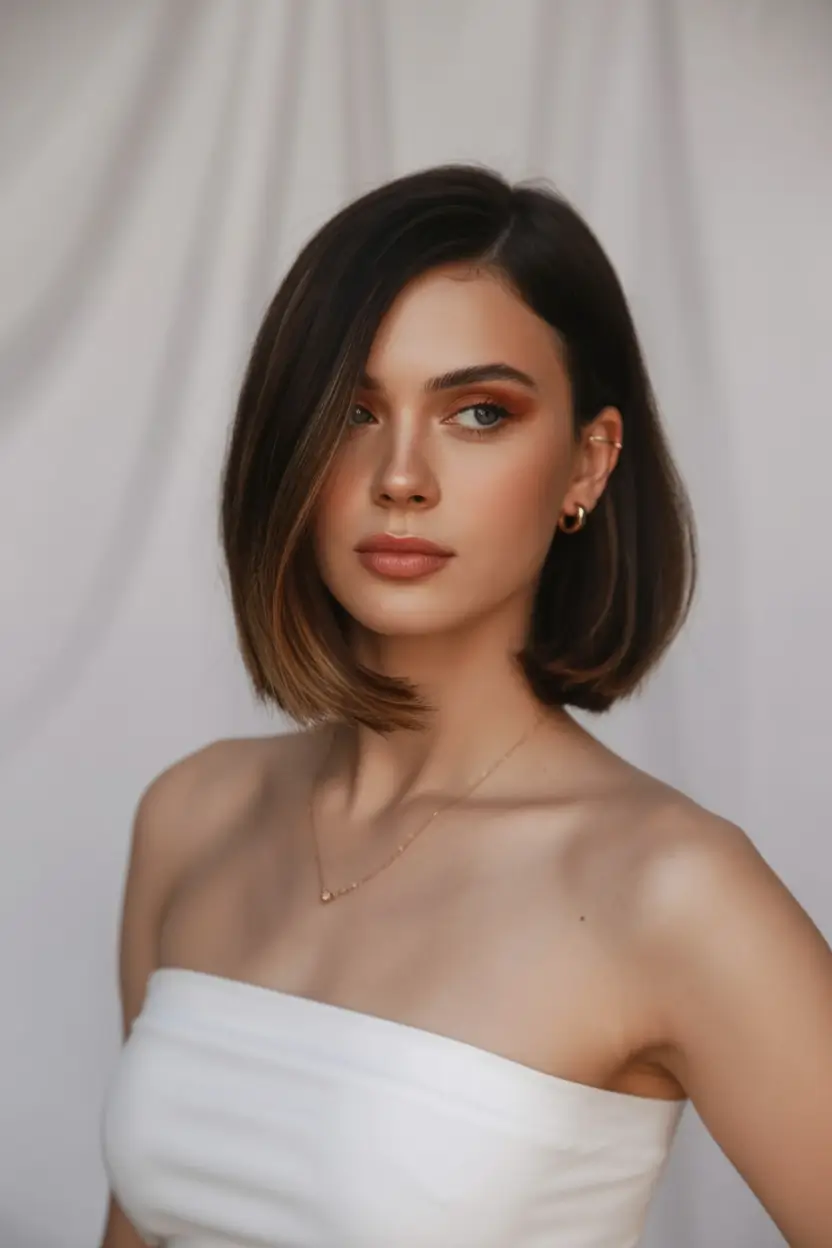 low maintenance spring haircuts for women over 50 2026 Polished Angled Bob with a Side Part
