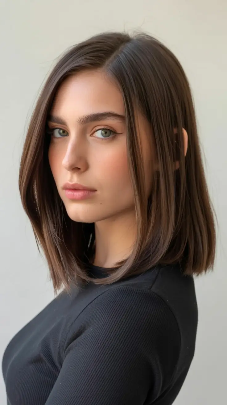 low maintenance spring haircuts for women over 50 2026 Polished Straight Lob with Subtle Movement