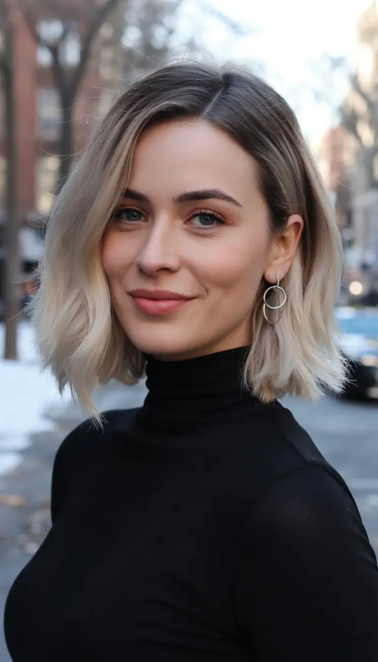 low maintenance spring haircuts for women over 50 2026 Blended Blonde Wavy Bob with Natural Roots