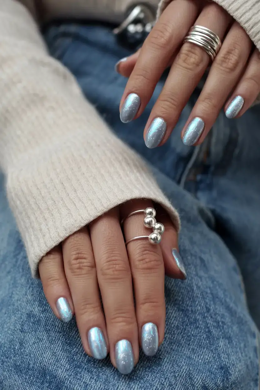 march 2026 nail colors ideas Blue Ice Chrome