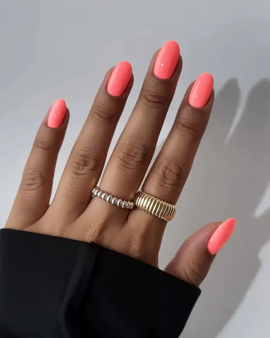 march 2026 nail colors ideas Electric Coral Pop