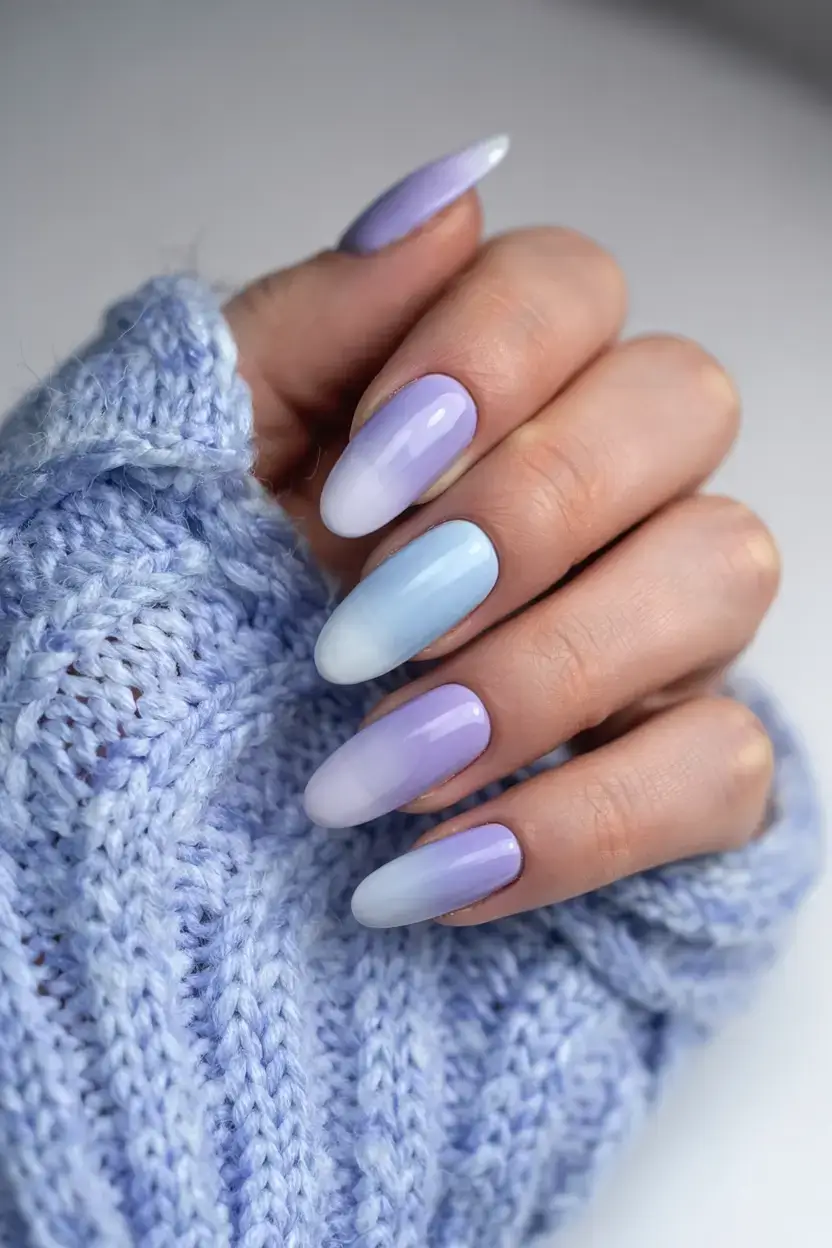 march 2026 nail colors ideas Frosted Lavender Ombré