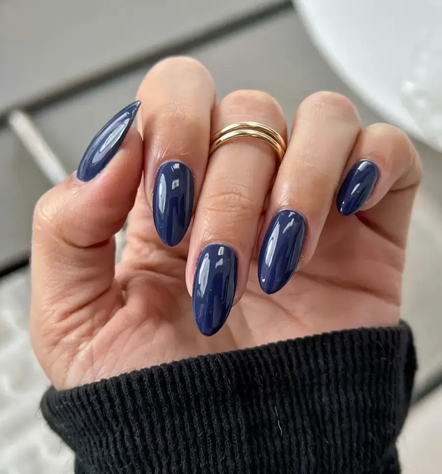 march 2026 nail colors ideas Steel Navy Sleek