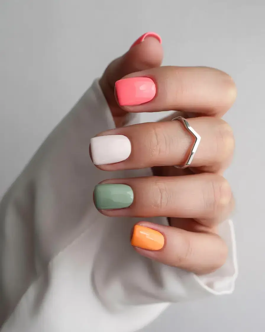 march 2026 nail colors ideas Color Block Confidence