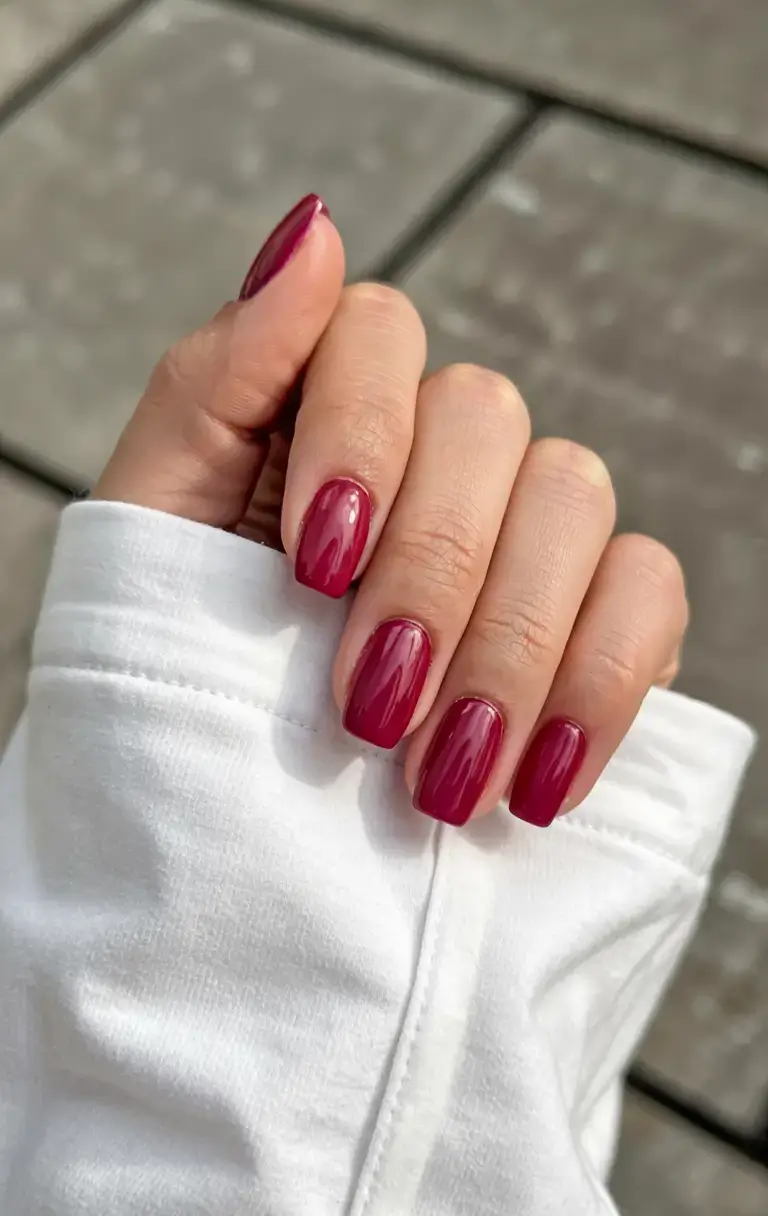 march 2026 nail colors ideas Cranberry on Cool Pavement