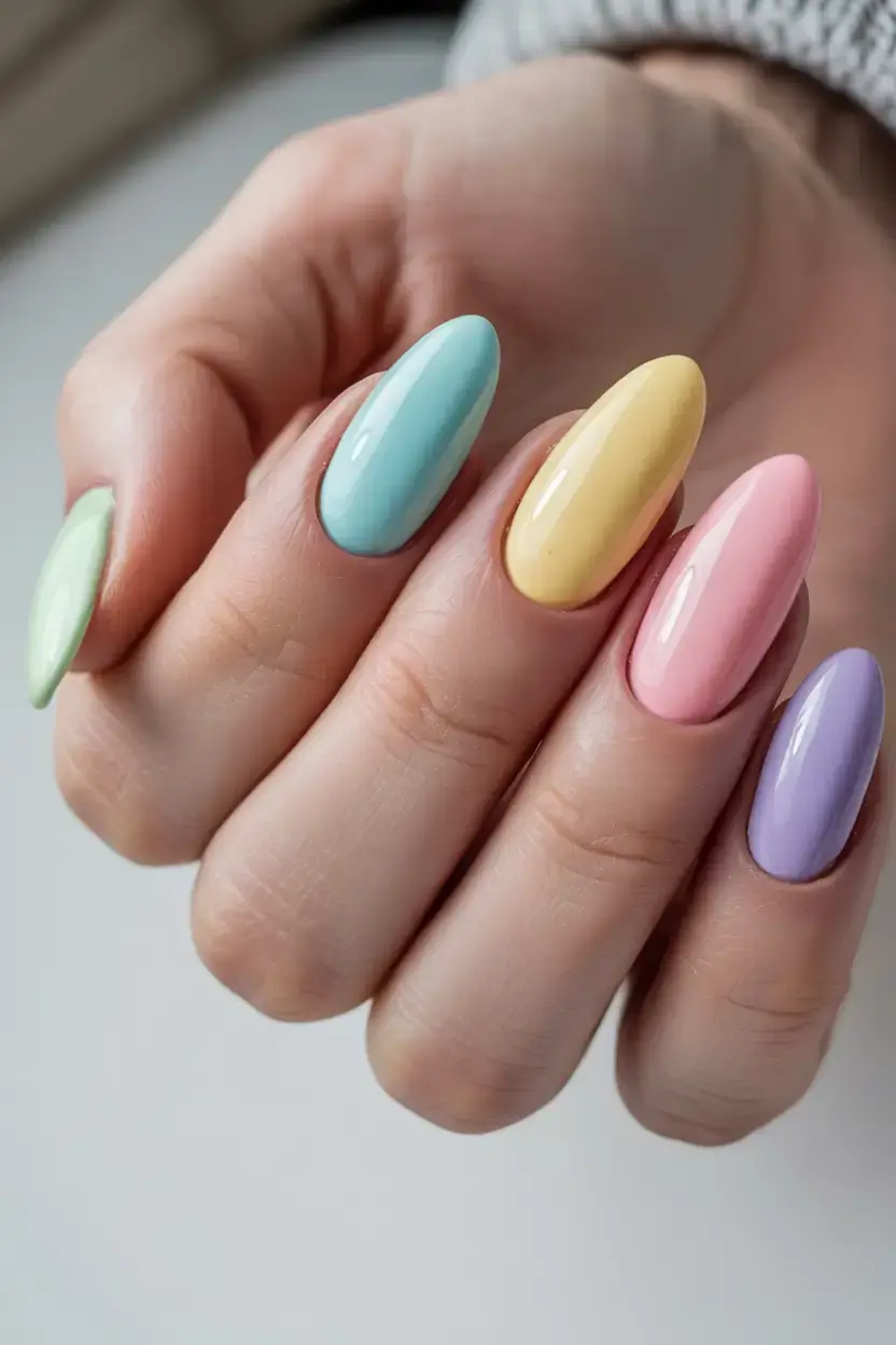 march 2026 nail colors ideas Pastel Mix: Spring Has Sprung