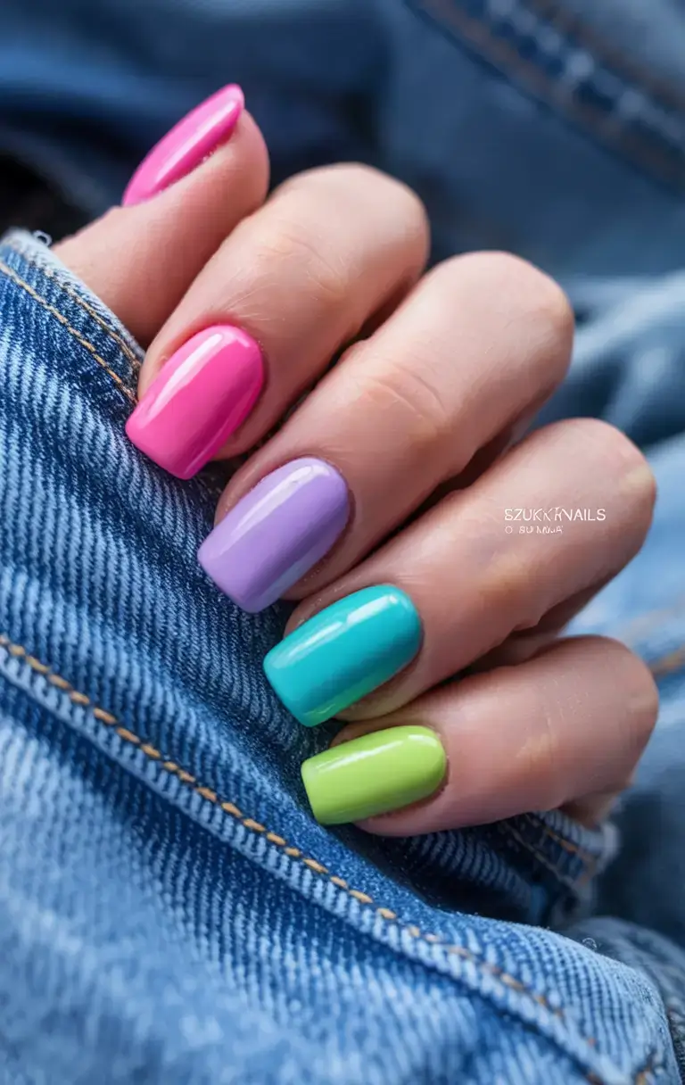 march 2026 nail colors ideas Color Riot on Denim Days