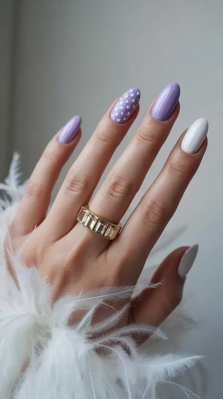 march nails design 2026 Lavender Confetti