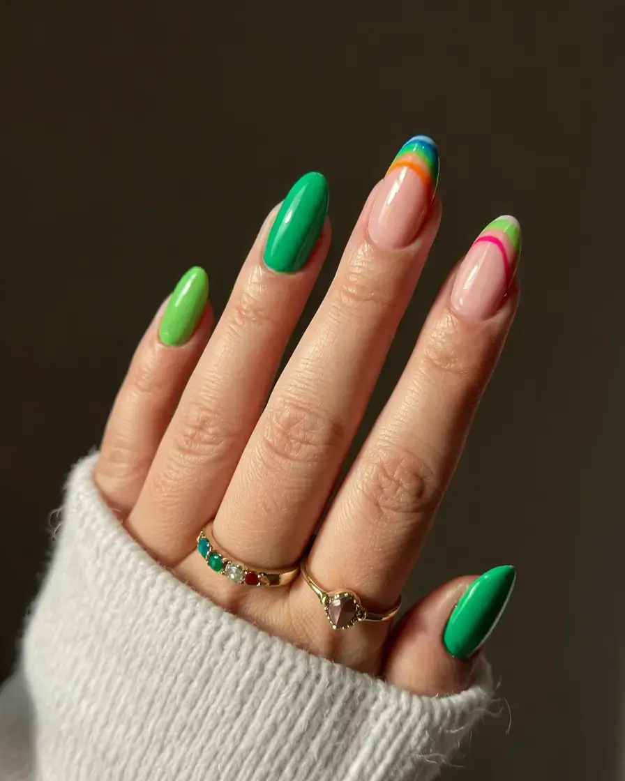 march nails design 2026 Spring Spectrum & Lime Pop