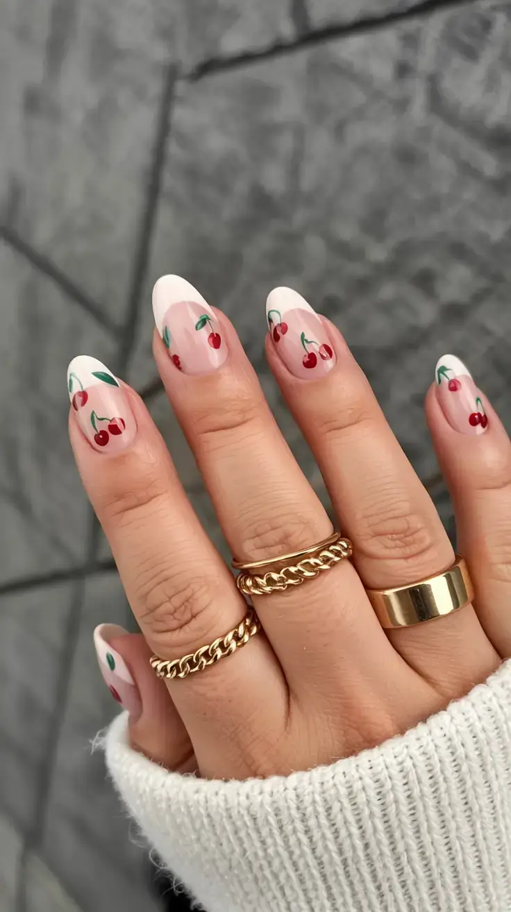 march nails design 2026 Cherry French Punch
