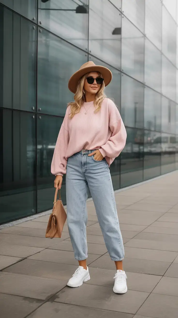 march outfits ideas 2026 Western-Chic in Blush and Denim