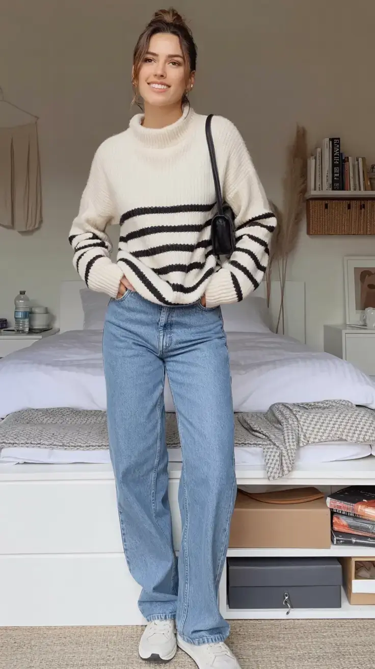 march outfits ideas 2026 Minimalist Comfort with French-Girl Stripes