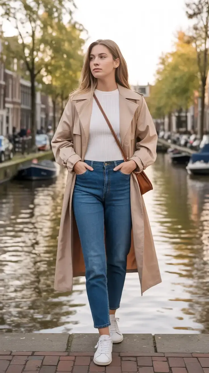 march outfits ideas 2026 Timeless Trench and Denim Done Right