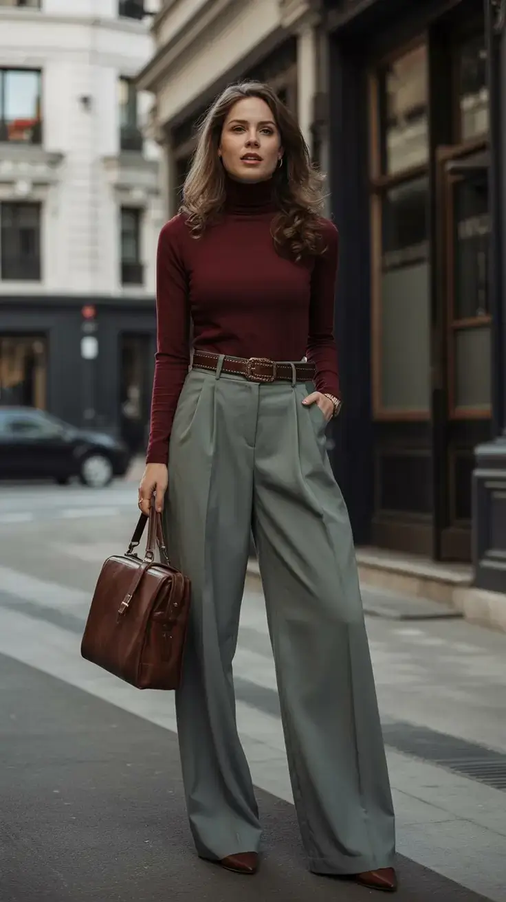 march outfits ideas 2026 Merlot Tones & Office Luxe