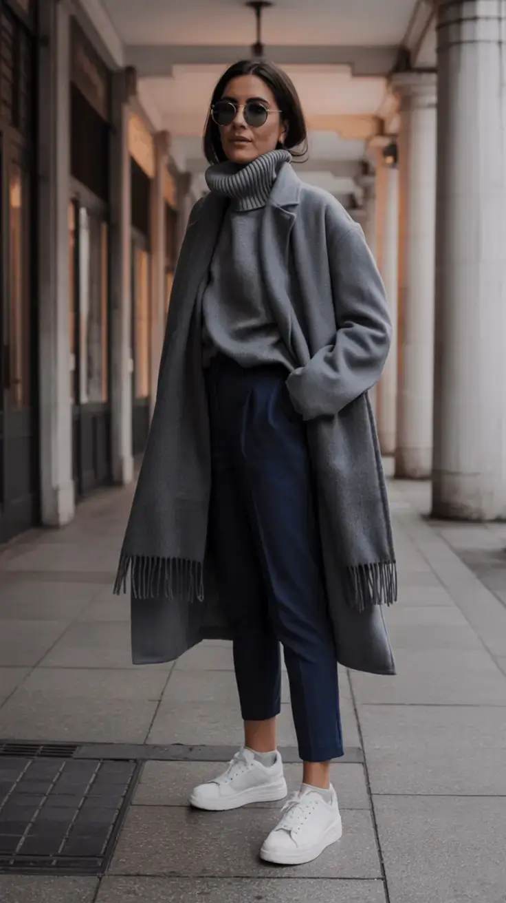 march outfits ideas 2026 Slate Grey Layers with City Energy
