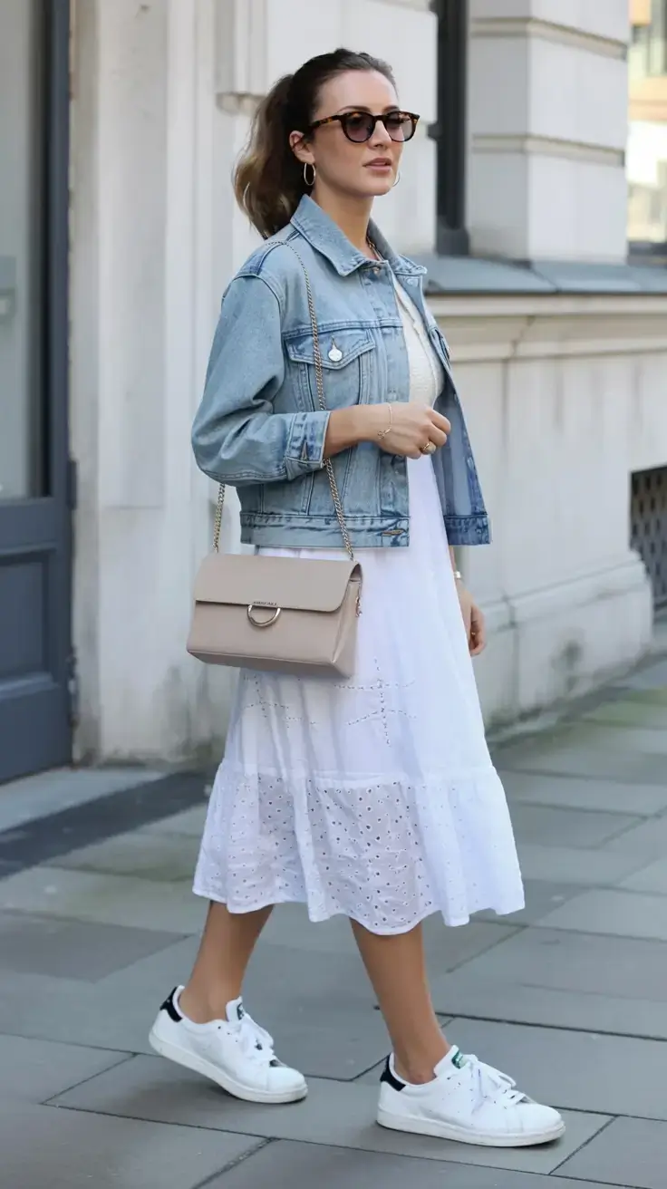 march outfits ideas 2026 White Dress & Denim: The Crisp Combo We Keep Coming Back To